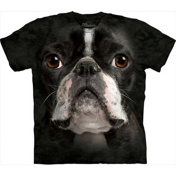 100% Cotton Boster Terrier Face Awesome Youth T-Shirt (Small)
