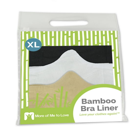 100% Cotton Bra Liner 3-Pack: Black / White / Beige - XL (30" long, 2" thin band)