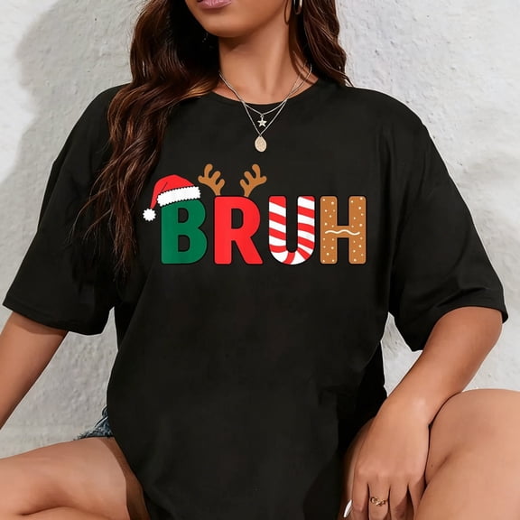 100% Cotton Bruh Christmas Shirt Teens Boys Xmas Kids Funny Christmas T-Shirt