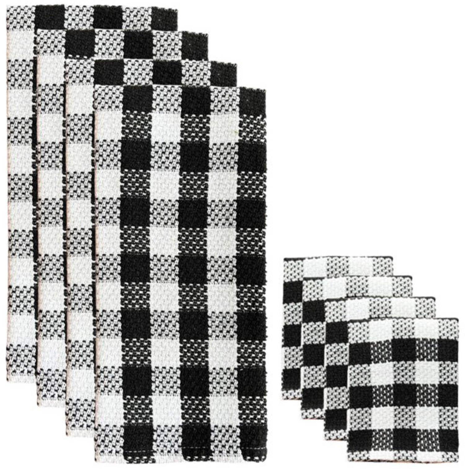 Buffalo Plaid Kitchen Towels Set, 100% Cotton Dish Towels, 8 Pack for Home Use