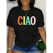 Cotton CIAO - Italian Travel Lovers T-Shirt Women's Graphic Tee Casual Tops