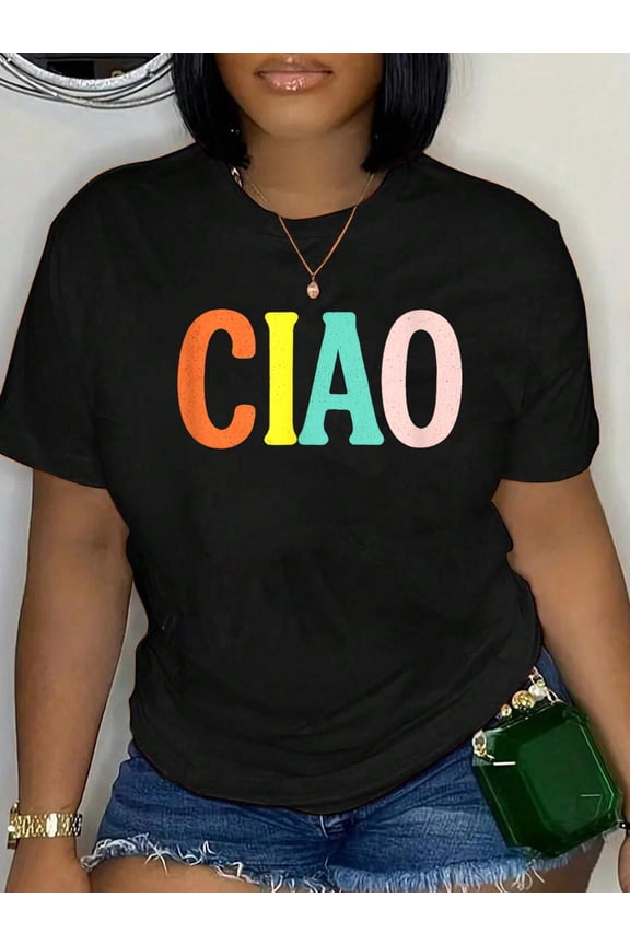 100% Cotton CIAO - Italian Travel Lovers T-Shirt Women's Graphic Tee Casual Tops
