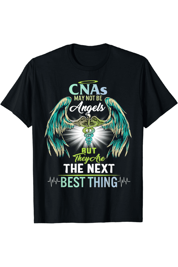 100% Cotton CNA Nurse T-Shirt for Women - Angel Wings & Inspirational Quote Design, Short Sleeve, Round Neck - Ideal for Nursing School & Nurses Week Gifts