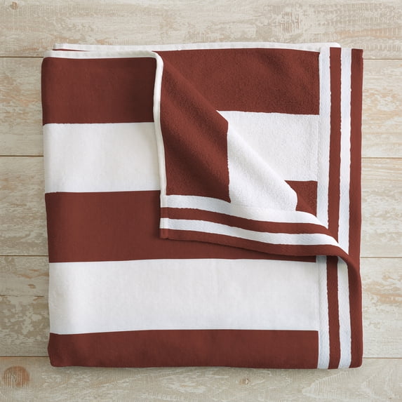 100% Cotton Cabana Stripe Oversized Beach & Pool Towel (35" x 70", Terracotta)