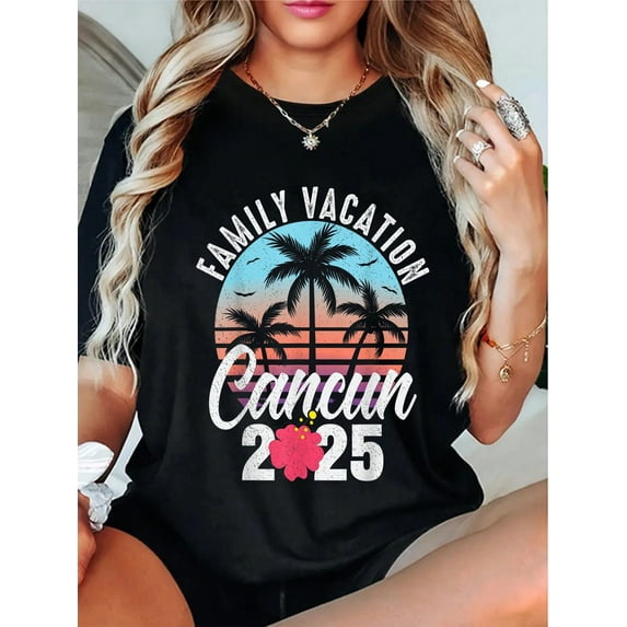 100% Cotton Cancun Mexico Family Vacation 2025 Matching Family Vacation T-Shirt
