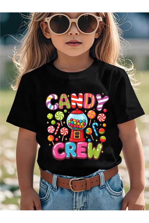 100% Cotton Candy Crew Candy Costume Candy Land Kids Sweetie T-Shirt Graphic T-shirts for girls