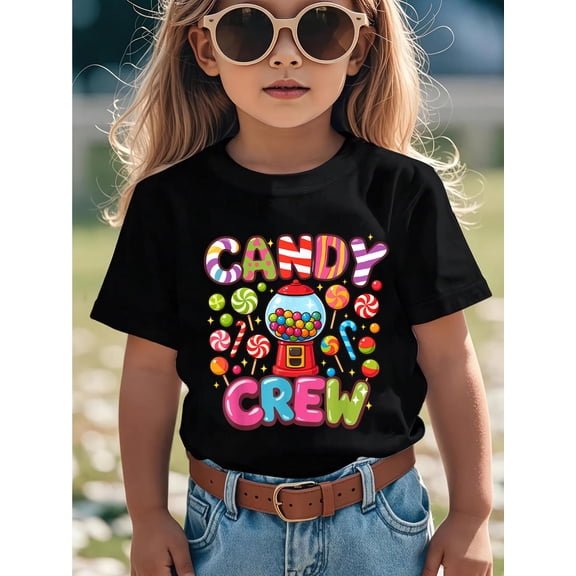 100% Cotton Candy Crew Candy Costume Candy Land Kids Sweetie T-Shirt Graphic T-shirts for girls