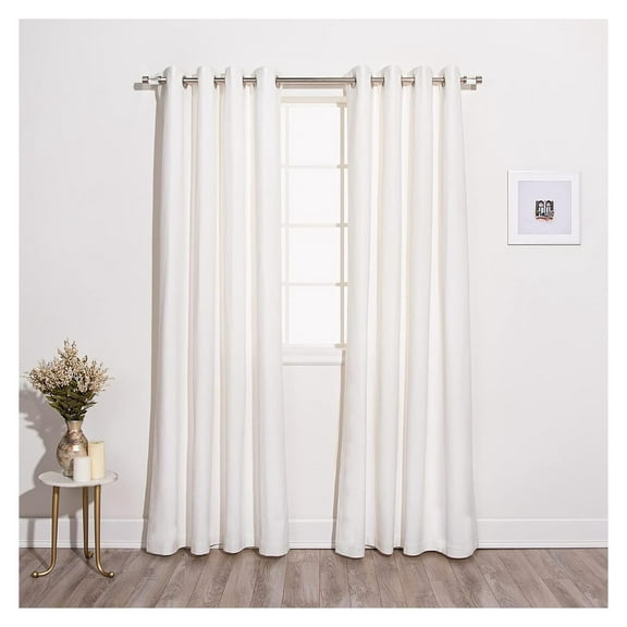 100% Cotton Canvas Curtains Set of 2, 52" W x 84" L, White, Silver Grommet Top, Light Blocking, Bedroom & Living Room