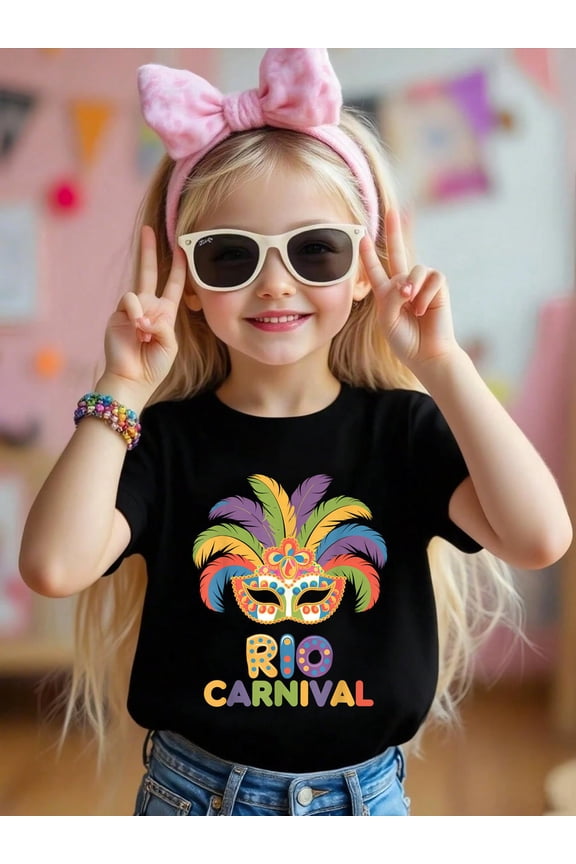 100% Cotton Carnival Rio Brazilian Carnival Costume Brazil Mask Outfit Kid T-Shirt Graphic T-shirts for boys and girls