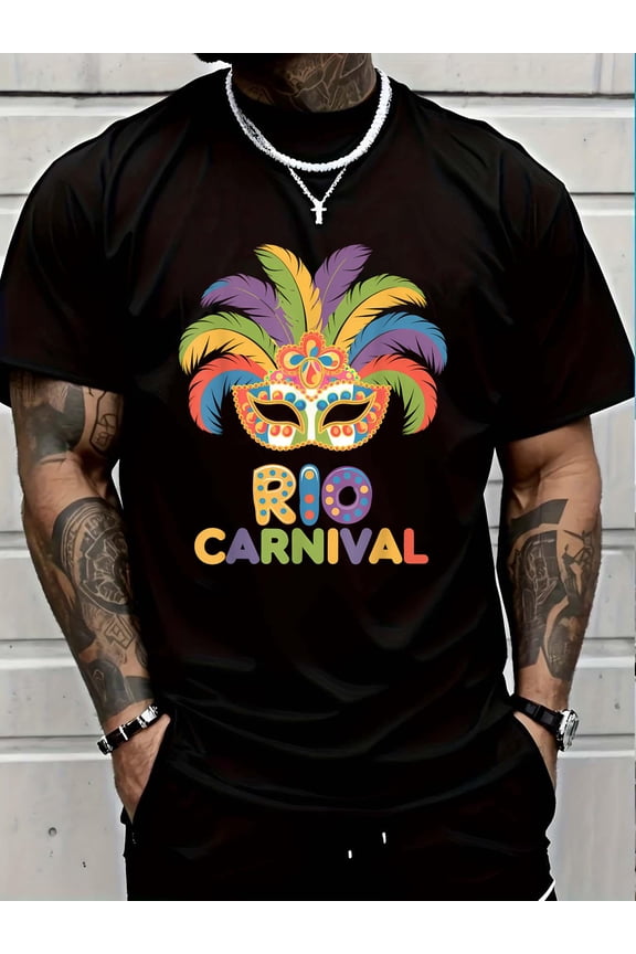 100% Cotton Carnival Rio Brazilian Carnival Costume Brazil Mask Outfit T-Shirt Graphic T-shirts for men and women