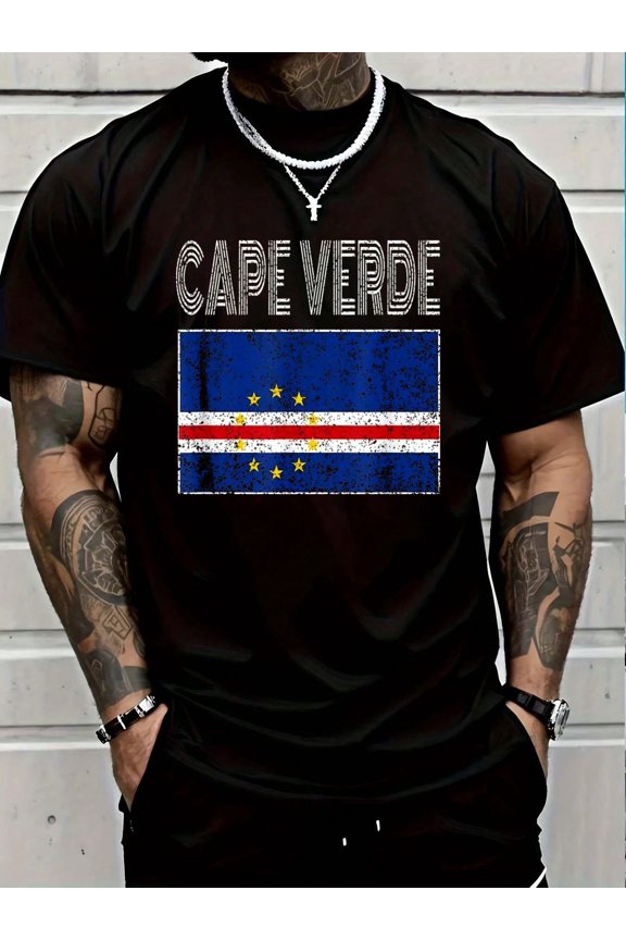 100% Cotton Casual Tshirt Cape Verdean National Flag Cape Verde Map Vintage Gift T-Shirt Women's Men Graphic Tee