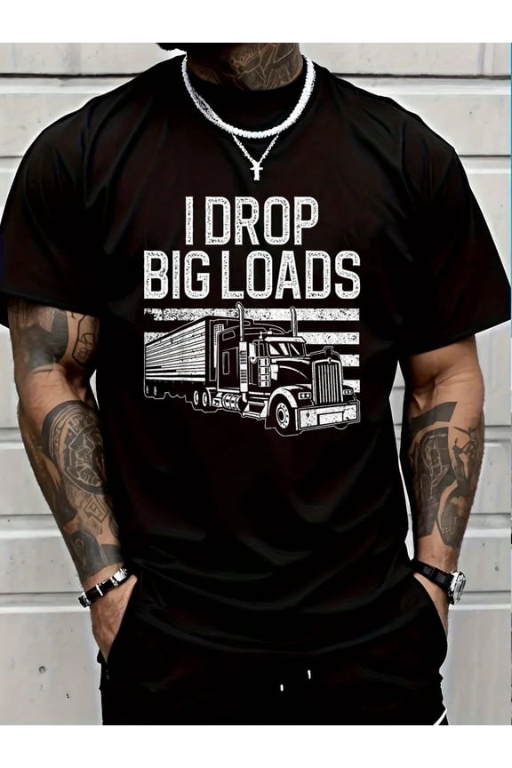 100% Cotton Casual Tshirt Funny Trucker Art For Men Trucking Truck Driver T-Shirt Men Graphic Tee