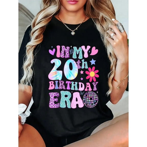 100% Cotton Casual Tshirt Groovy In My 20th Birthday Era Gifts Funny 20 Years Old T-Shirt