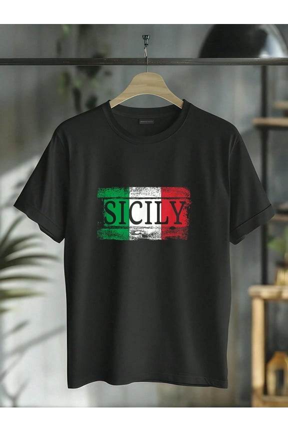 100% Cotton Casual Tshirt Italia Italian Flag I Vintage Sicily Italy T-Shirt