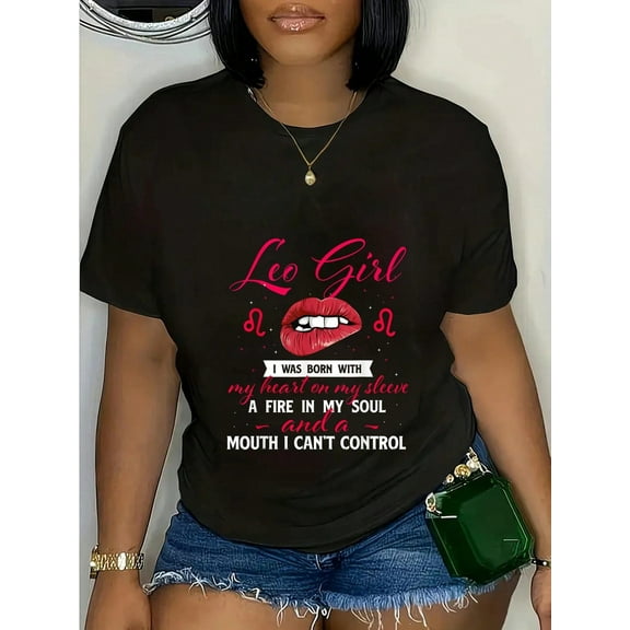 100% Cotton Casual Tshirt Leo Girl - Horoscope Zodiac Sign Birthday Astrology Symbol T-Shirt