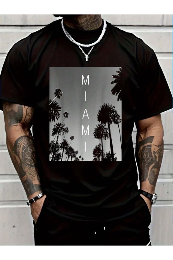 100% Cotton Casual Tshirt Miami Beach T-Shirt South Beach Florida Fl Souvenir Gift Tee T-Shirt Women's Men Graphic Tee