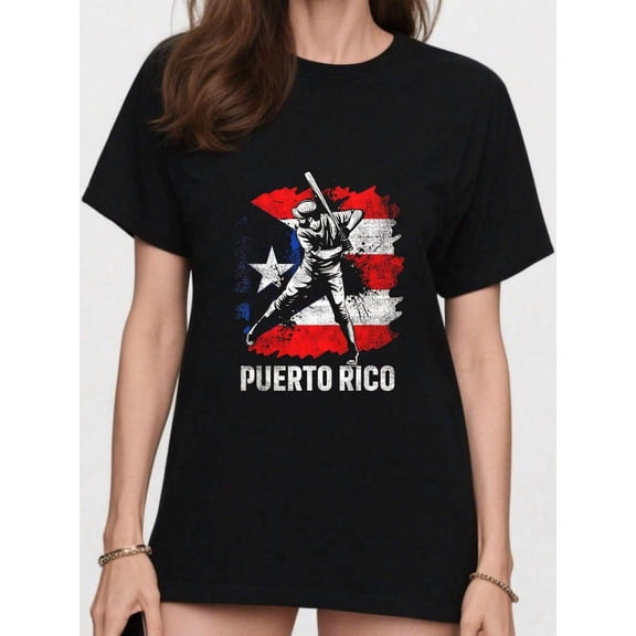 [100% Cotton Casual Tshirt Puerto Rican Baseball Player Puerto Rico Baseball Fans-Shirt Round Neck Art Top Unisex-Shirt Women And Men