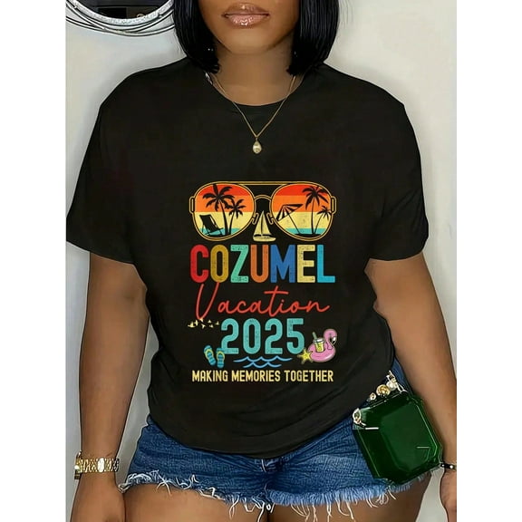 100% Cotton Casual Tshirt Retro Cozumel Vacation 2025 Memories Matching Group Trip T-Shirt