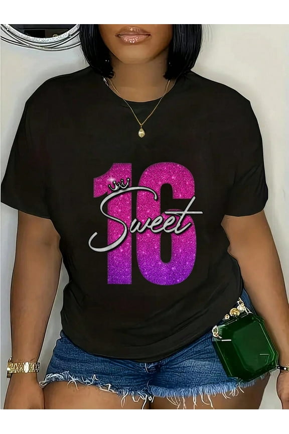 100% Cotton Casual Tshirt Sweet 16 Gifts For Girls 16th Birthday 16 Year Old Gifts T-Shirt