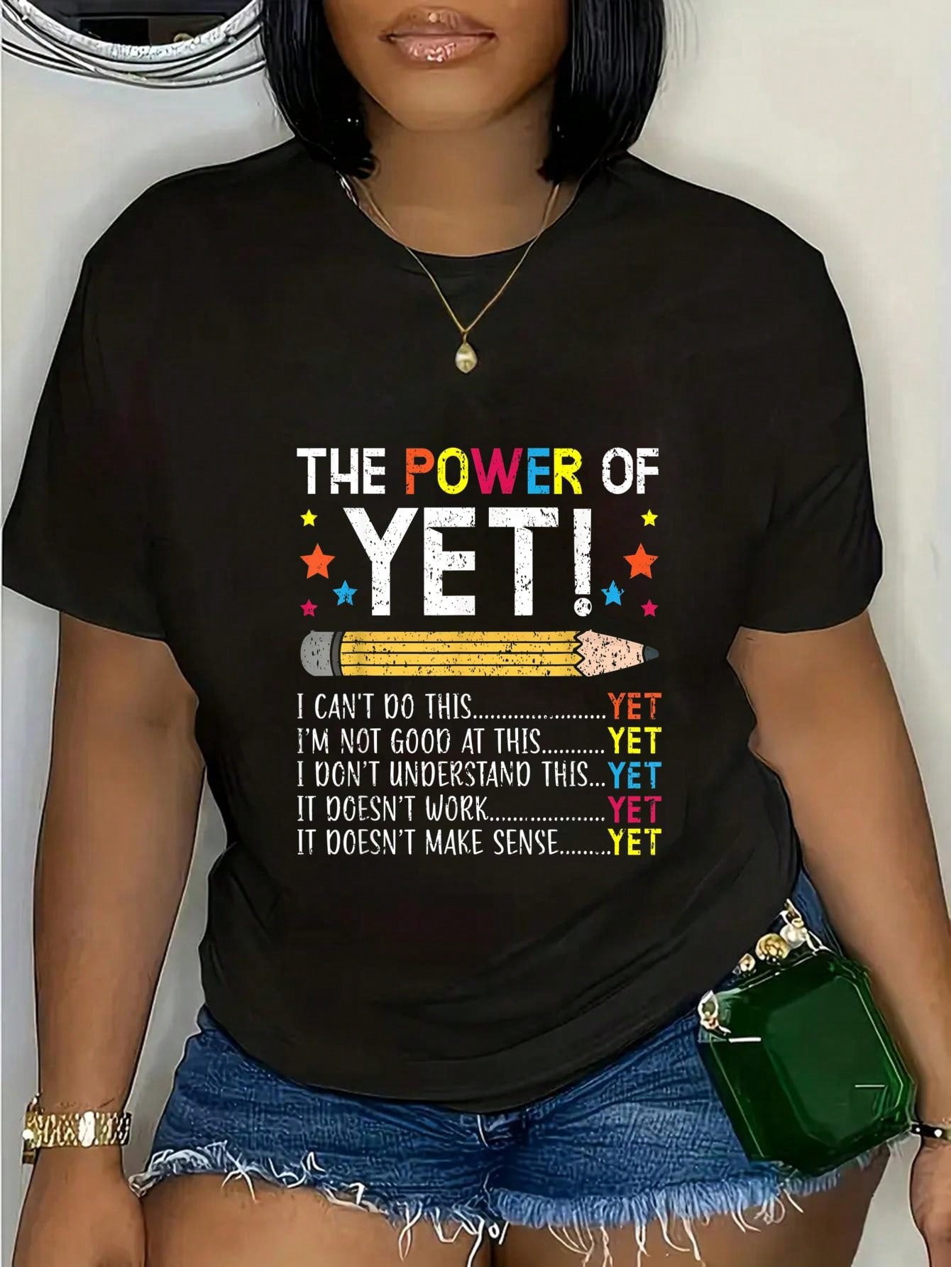 100% Cotton Casual Tshirt The Power Of Yet Growth Mindset Teacher ...