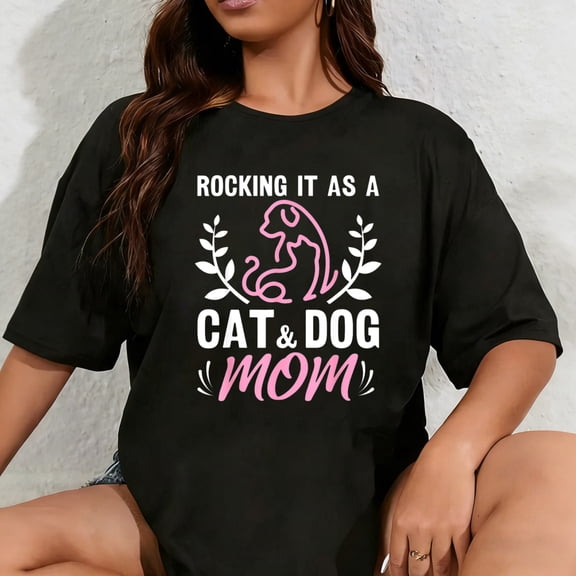 100% Cotton Cat and Dog Mom Fur Mama Mother's Day T-Shirt
