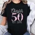 thumbnail image 1 of 100% Cotton Chapter 50 Est 1976 Birthday Celebration Rhinestone Bling Women's T-Shirt, 1 of 5