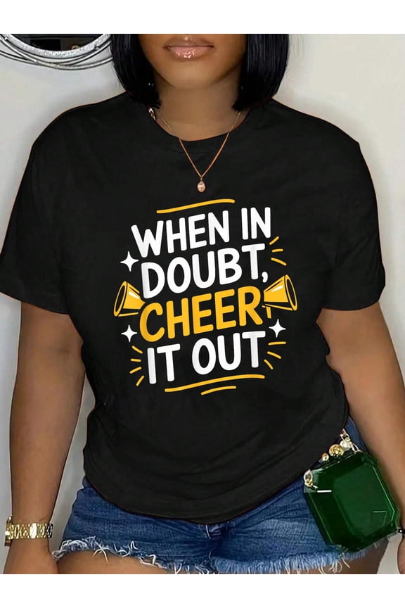 Cheerer Cheerleader Design for Cheerleading Cheering T-Shirt Women's Graphic Tee Casual Tops