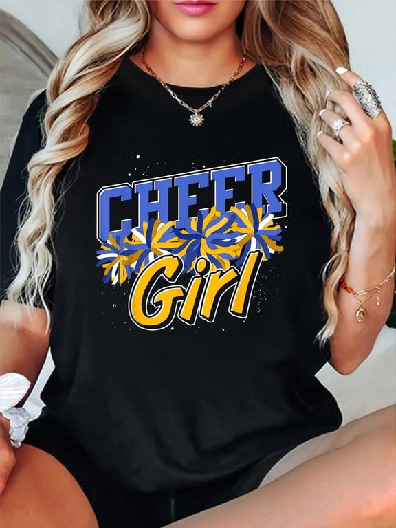 Cheerleader Women Cheer Practice Girls Cheering Cheerleading T-Shirt Women's Men's Graphic Tee Casual Tops
