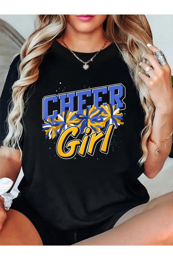 100% Cotton Cheerleader Women Cheer Practice Girls Cheering Cheerleading T-Shirt Women's Men's Graphic Tee Casual Tops
