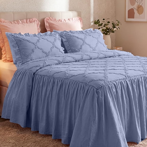 100% Cotton Chenille Bedspread Set with Shams, Stonewash, King | 100% Cotton, Chenille texture