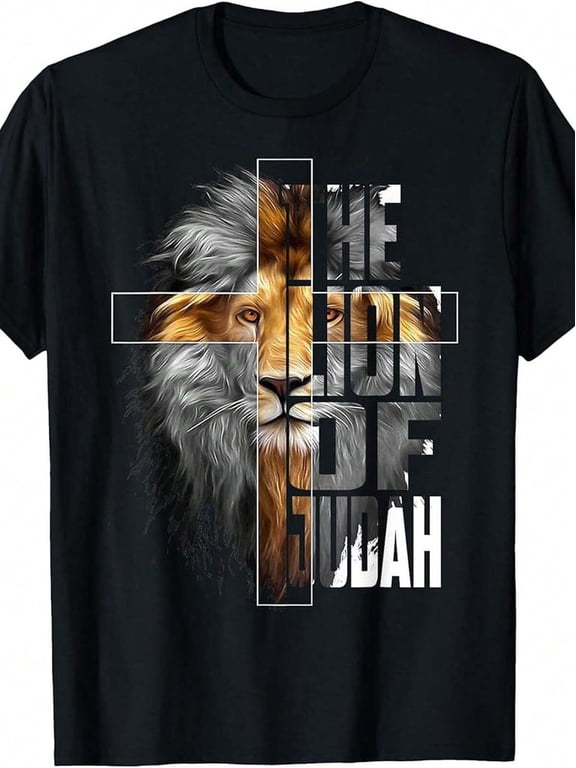 100% Cotton Christian Religious Jesus The Lion Of Judah Easter Yeshua T-Shirt