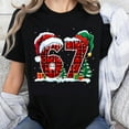 thumbnail image 1 of 100% Cotton Christmas 67 Plaid Santa Hat Elf Hat Snowman Tree Gift Holiday T-Shirt For Women Men Unisex Xmas Party Shirt, 1 of 5