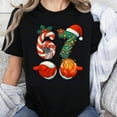 thumbnail image 1 of 100% Cotton Christmas Basketball Holiday T-Shirt Candy Cane Hoop Tree Santa Hat Gloves Basketball Gift Design Fun Festive Wear, 1 of 5