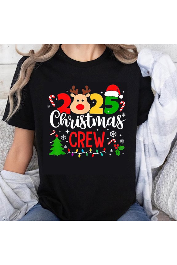 100% Cotton Christmas Crew 2025 Reindeer Santa