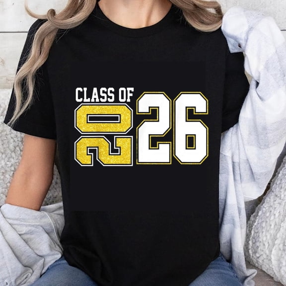100% Cotton Class Of 2026 Graduation T-Shirt For Women Men Unisex Black Gold White Design College Senior Party Gift Shirt