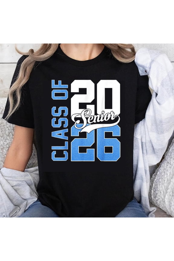 100% Cotton Class Of 2026 Senior Graduation T-Shirt For High School College Students Unisex Black Tee Gift For Graduates