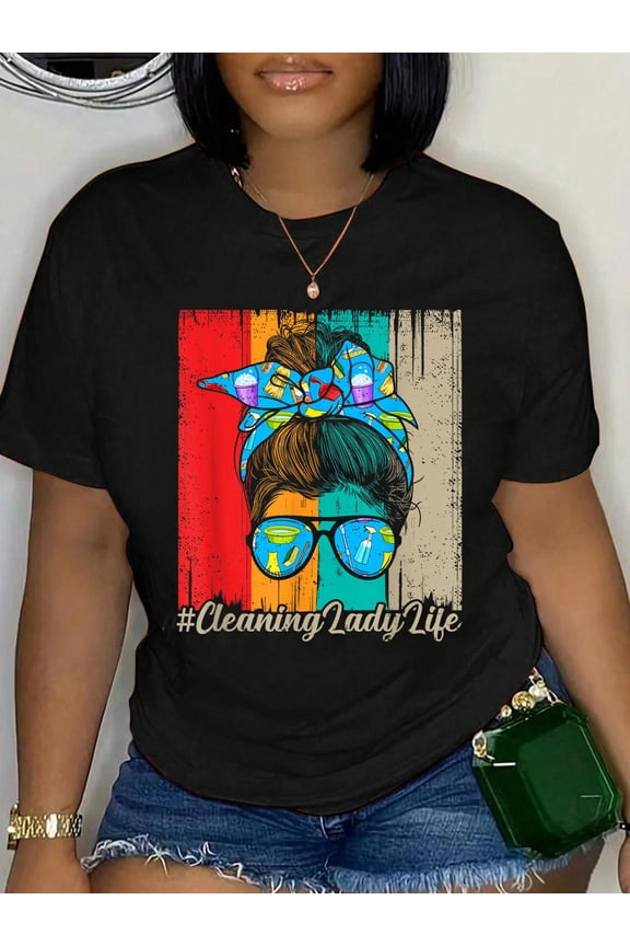 100% Cotton Cleaning Lady Life Housekeeping Expert Housekeeper T-Shirt Women's Men's Graphic Tee Casual Tops