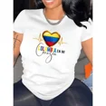 thumbnail image 1 of 100% Cotton [Colombia Heart Graphic Tee] Colombia Heart Graphic T-Shirt - Women's Casual Short Sleeve Crew Neck Knit Tee - Polyester Spandex Blend, Medium Stretch, Golf Gift T-Shirt For Men and Women, 1 of 10