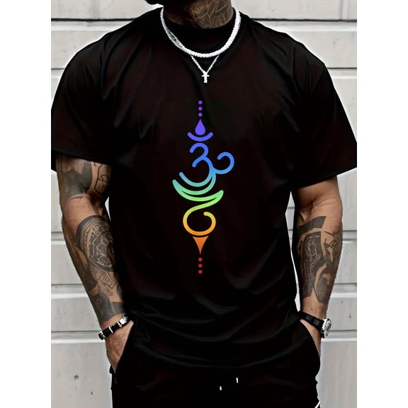 100% Cotton Colorful Om Symbol Spiritual Energy Design T-Shirt