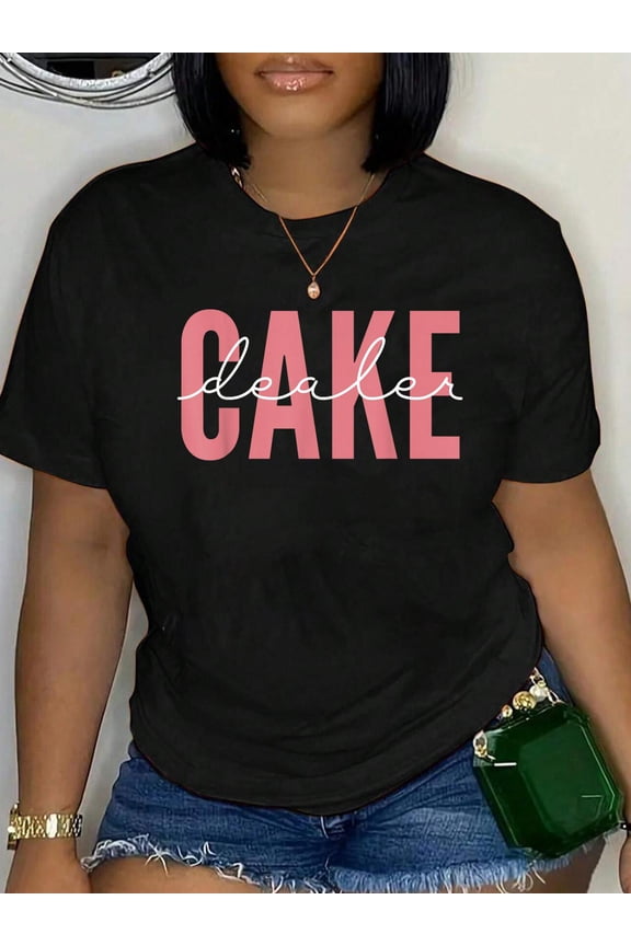 100% Cotton Cool Cake Dealer Cupcake for Women Men Baking Cookie Baker T-Shirt Women's Graphic Tee Casual Tops