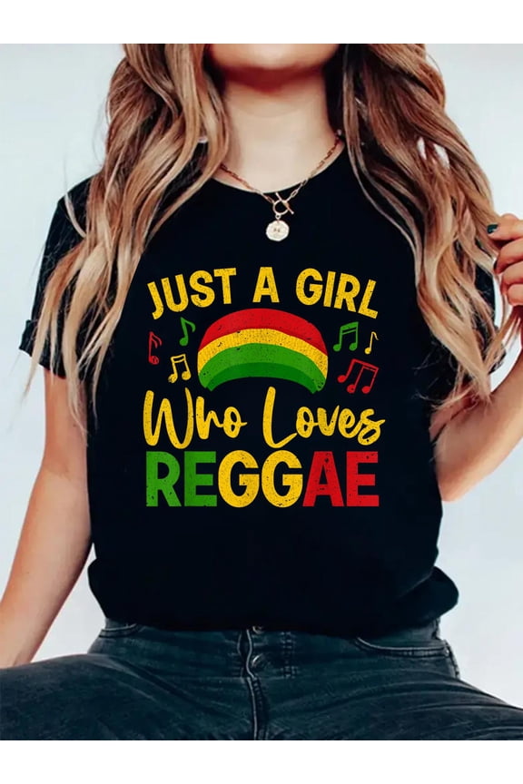 100% Cotton Cool Reggae for Girls Women Rasta Jamaican Music Rastafari T-Shirt Small Women's Men's Graphic Tee Casual Tops