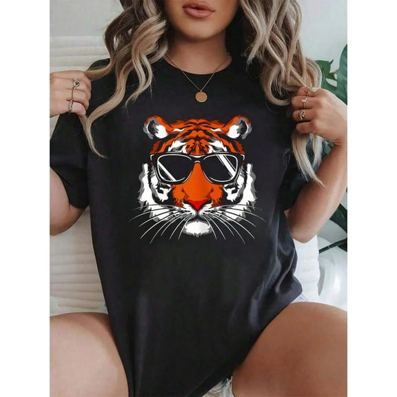 100% Cotton Cool Tiger Vintage Bengal Tiger Lovers T-Shirt Graphic Shirt Women
