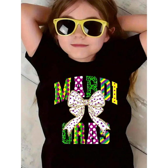 100% Cotton Coquette Bow Mardi Gras New Orleans Louisiana Girl Women Kid T-Shirt Graphic T-shirts for boys and girls