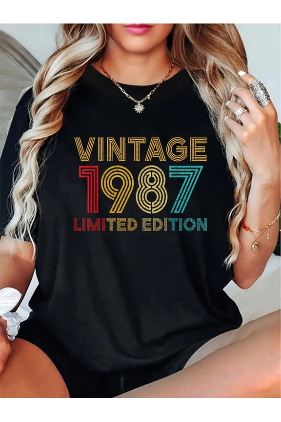 100% Cotton Cotton 35 Years Old Vintage 1987 Limited Edition 35th Birthday T-Shirt
