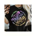 thumbnail image 1 of 100% Cotton Cotton Short Sleeve T-Shirt's Casual Skeleton Quote T-Shirt "Unsaid But I'm Probably Gonna Them Anyway" Graphic Tee Black with Colorful Lettering Mac Golf Gift T-Shirts For Men and Women, 1 of 5