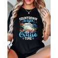 thumbnail image 1 of 100% Cotton Countdown is Over Its Cruise Time Funny Cruise Vacation Trip T-Shirt Print Round Neck Cotton T-Shirt, Summer Women's Tops, gift, 1 of 4