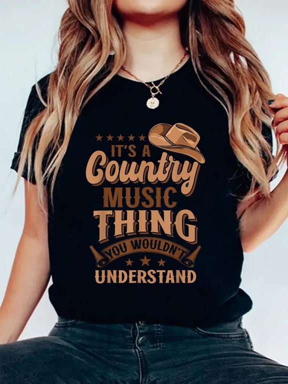 100% Cotton Country Music Concert Its A Country Music Thing T-Shirt Women's Men's Graphic Tee Casual Tops