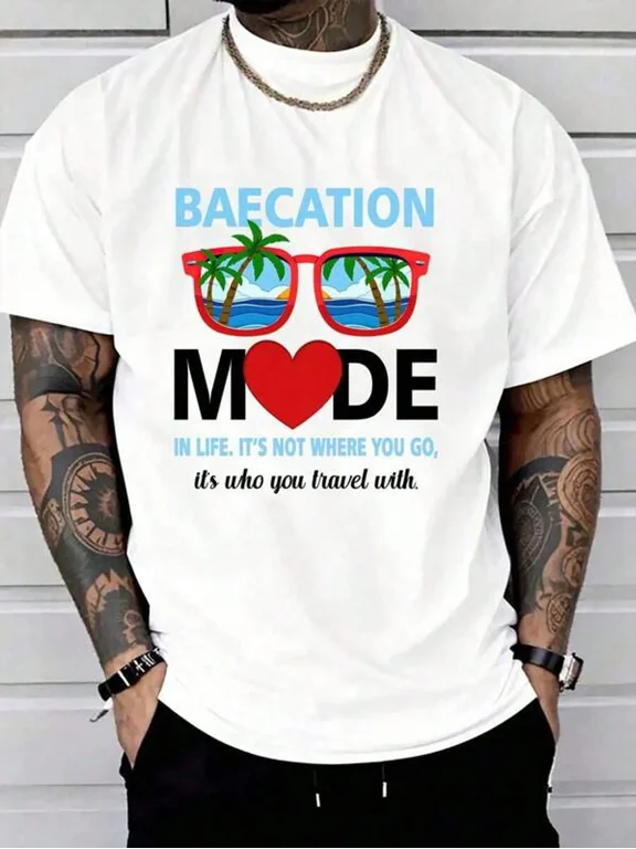 100% Cotton Couples Trip Matching Summer Vacation Baecation Mode-Vibes T-Shirt Women's Men Graphic Tee