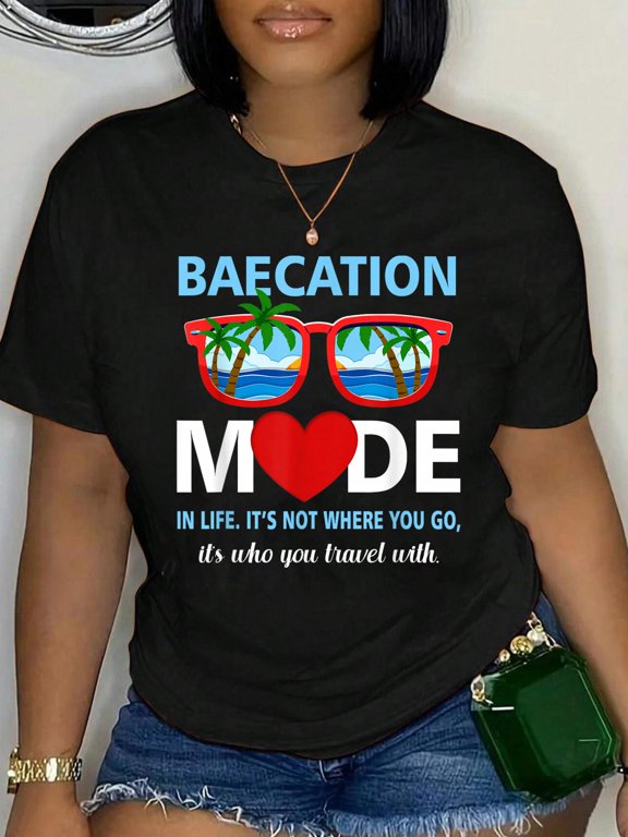 Couples Trip Matching Summer Vacation Baecation Mode-Vibes T-Shirt Women's Men's Graphic Tee Casual Tops
