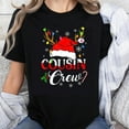 thumbnail image 1 of 100% Cotton Cousin Crew Christmas Shirt With Santa Hat And Reindeer Antlers Holiday Family Matching T-Shirt For Women Men Kids Xmas Party Wear, 1 of 5